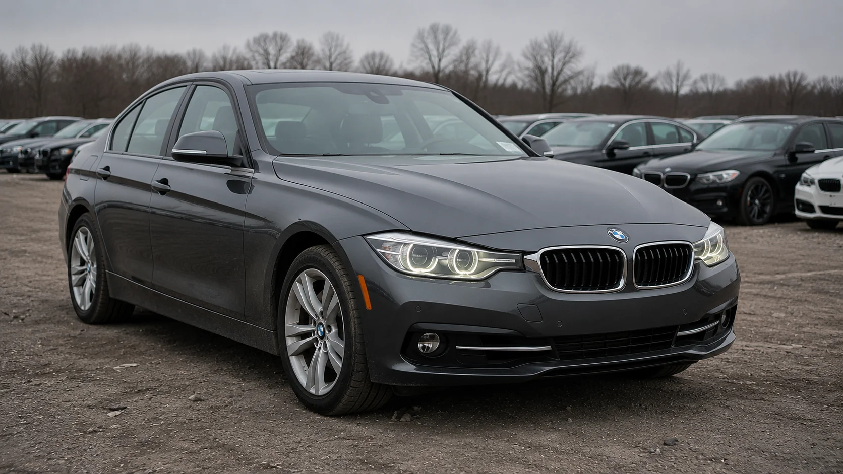 BMW serii 3 F30 z USA w odcieniu Mineral Grey na placu aukcyjnym Copart przed wysyłką do Polski 2026